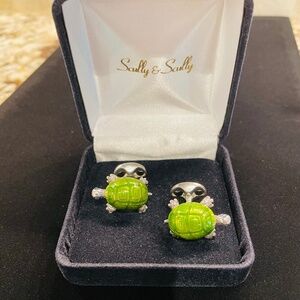 Deakin & Francis Sterling Silver Enamel Turtle Cufflinks